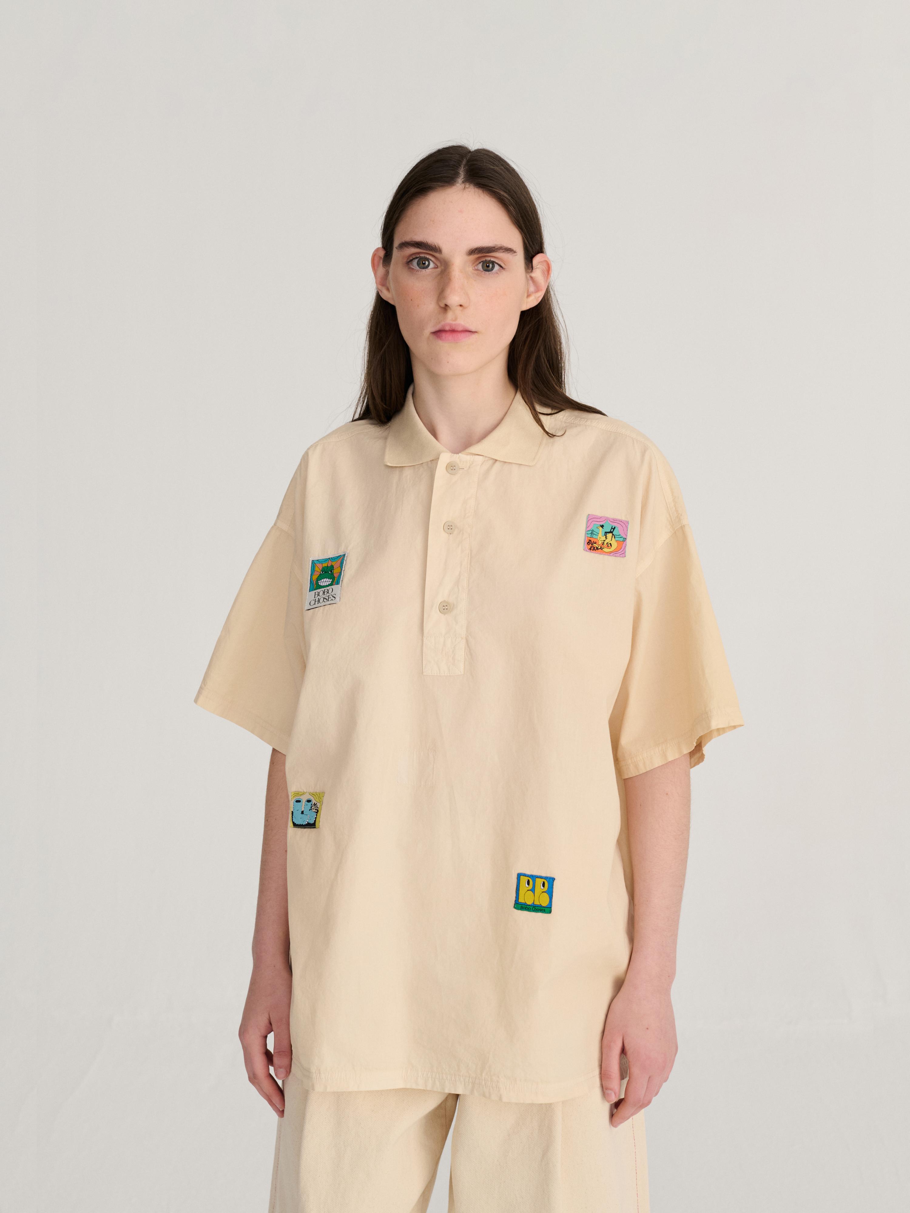 Bobo Choses Labelled Oversized Polo Shirt Damen off white weiß